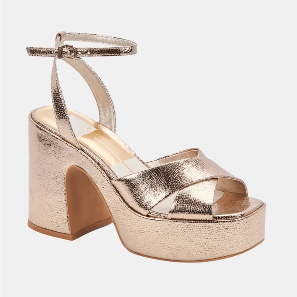Dolce Vita Wessi Crackled Platform Block Heel Dress Sandals